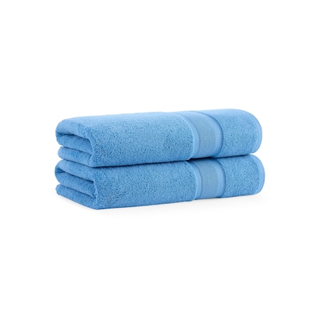 Monarch Brands Aegean Recycled Bath Towels 30in x 60in - Solid, Blue, 2PK P-BT-RO-3060-BL